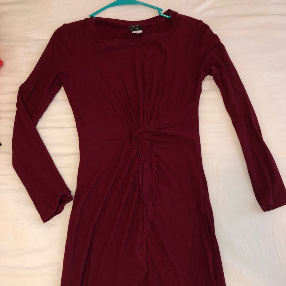 Burgundy Knotted Wrap Dress